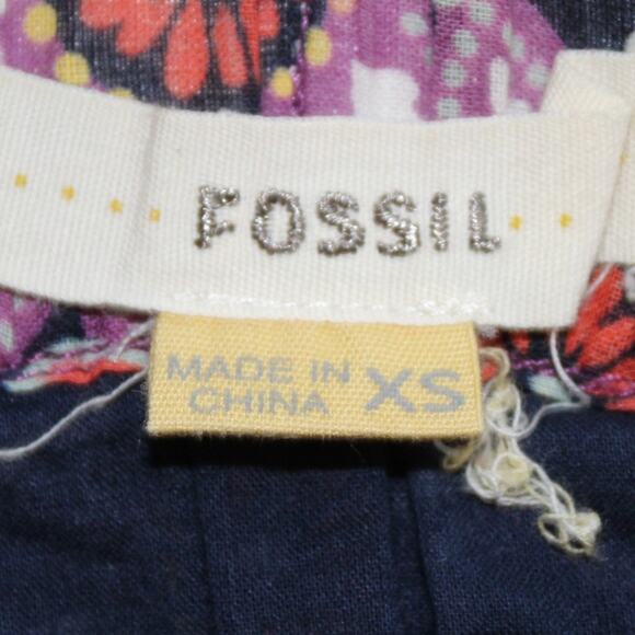 Fossil Boho Floral Medallion Mini Skirt Purple Red Elastic Waist Women’s XS - Picture 2 of 4